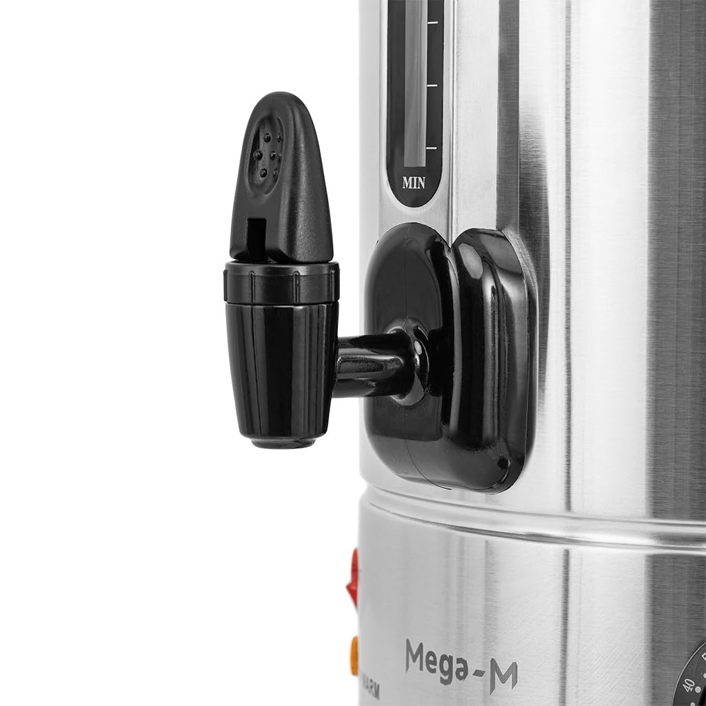 Mega-M Warnik dwuściankowy do wody 10 l 1800 W inox 230 V | Regulacja temperatury, Keep Warm, kranik, podwójne ścianki, stal inox, do gastronomii