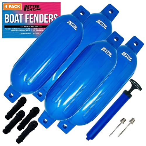 Image of Boat Fenders for Docking, 23 inch x 6.5 inch Inflatable Black Boat Bumpers