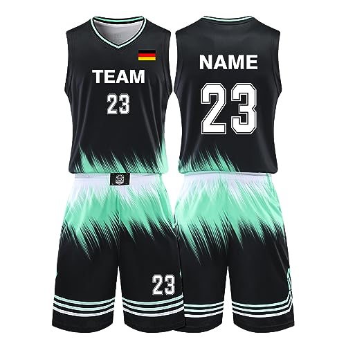 Benutzerdefiniert Basketball Trikot Kinder Herren Set mit Namen Nummer Team...