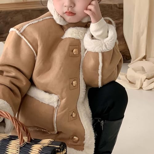 Kids Girls Coat Winter Windproof Thicken Coat Jacket Child Warm Button Outerwear Warm Outerwear Fleece (A, 3-4 Years)4