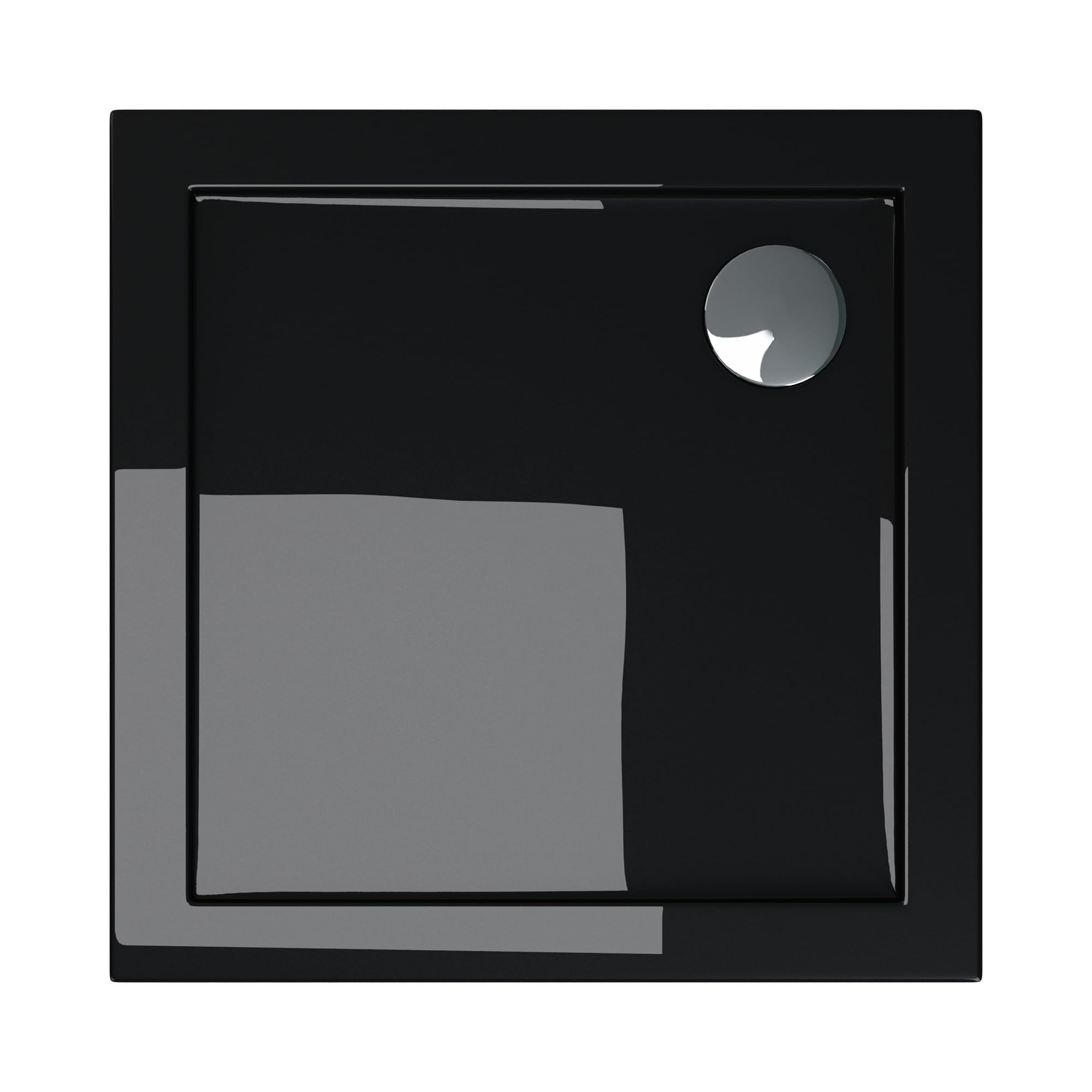 doporro Plato de ducha para mamparas de ducha Faro1W 70x70x4 plano acrílico en negro conexiones DIN cuadradas apto para instalación a ras de suelo Faro1 | Acrílico, Negro, Faro01