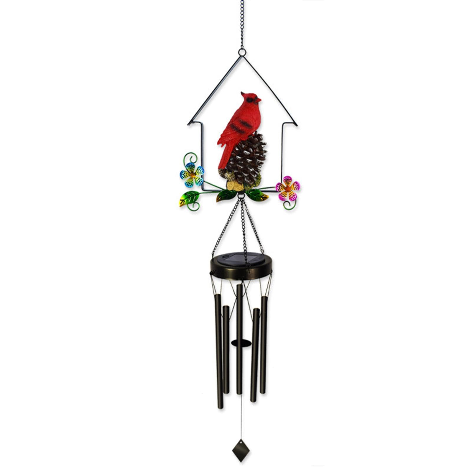Solar Wind Chime, Red Bird Wind Chimes Front Porch Decor, Home Backyard Decorations, Wind Chime Garden Decor, Wind Chimes for Garden, Terrace, Courtyard, Patio