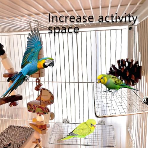 Image of Parrot Perch Platform, Stainless Steel Bird cage Stand, Bird cage Accessories, Suitable for Birds, Parrots, Macaws, Budgies, Parakeets, Hamsters and Other Small Animals (Large, 7 * 11in)