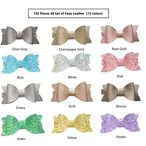AOUXSEEM-Faux-Leather-Hair-Bows-DIY-Making-Kit-with-Pre-Cut-Pieces-and-Hair-ClipsMake-Fashionable-Shiny-Hair-Clips-for-Girls-Lady-Woman-Small-Medium-Size48-Set