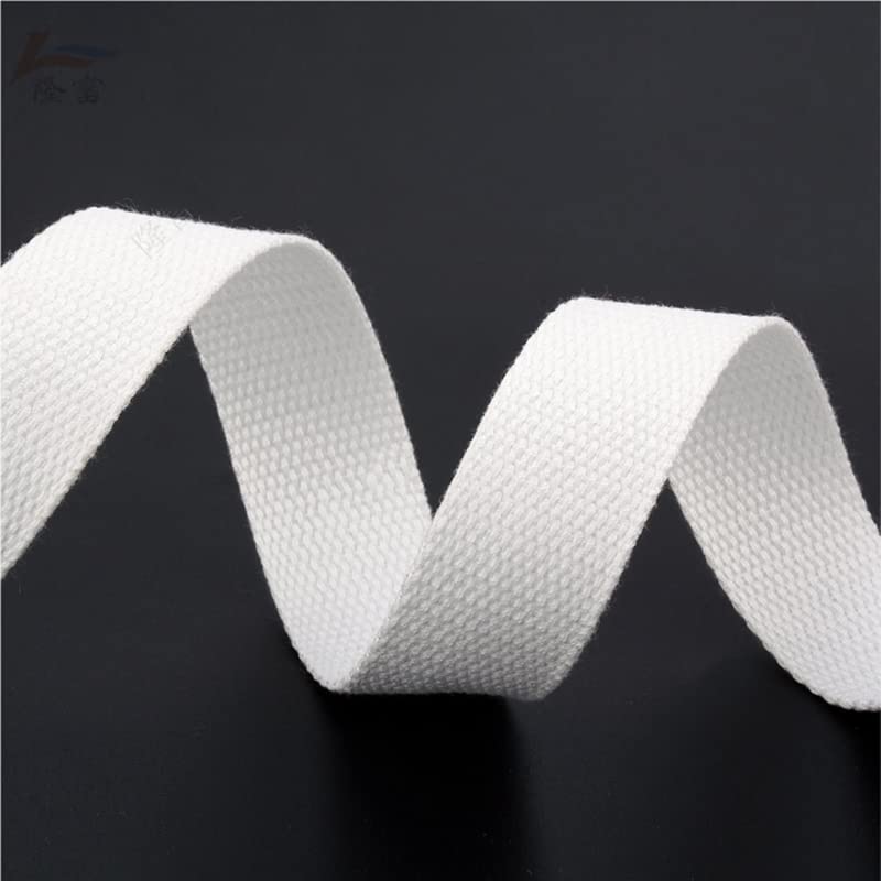 Heavy Cotton Webbing Bag Straps 38mm 24 Colours Canvas Tape Ribbon (White, 10 metre)