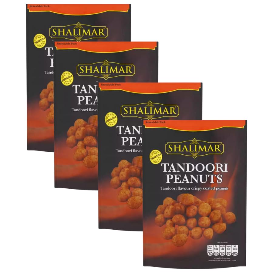 Shalimar Tandoori Peanuts 150g - 4 Pack | Tandoori flavour crispy coated peanuts, Suitable For Vegetarians.