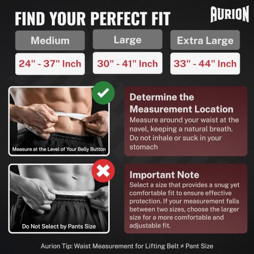 Image of Aurion 10mm Lever Weight Lifting Belt for Men & Women, 4-Inch Wide Powerlifting Gym Belt with Black Fixed Lever, Heavy Duty Deadlift Belt for Squats, Strength Training & Back Support (M)