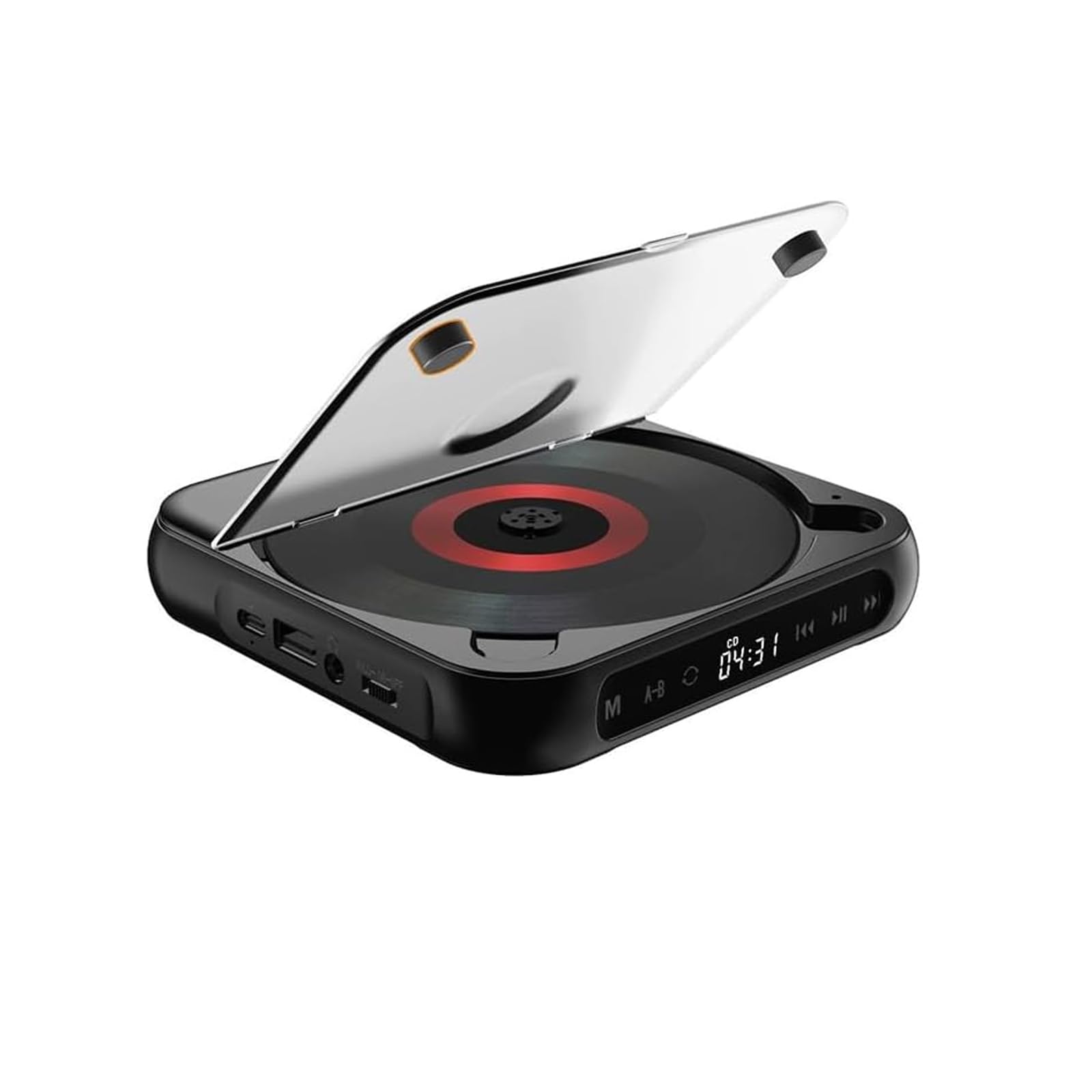 Portable Bluetooth-Compatible CD Player: Hi-Fi Sound, Wireless & Wired Playback, Rechargeable Battery, Compact & Lightweight for Travel,Home,Car (Black)