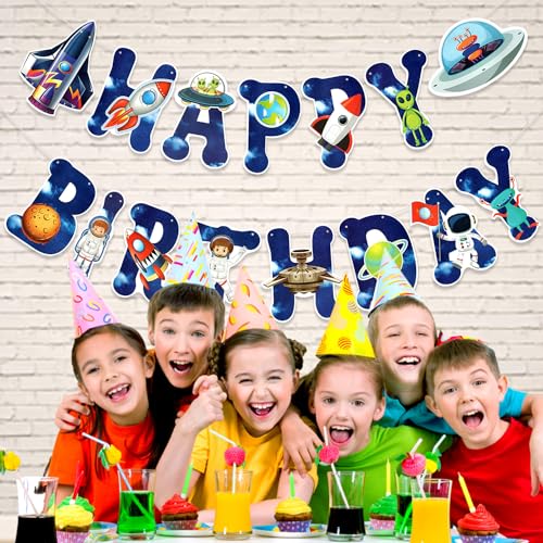 Image of Rozi Decoration Space Theme Happy Birthday Banner Decoration Items for Kids Birthday Decor | Space Theme Birthday Decoration for Girls | Pack of 1