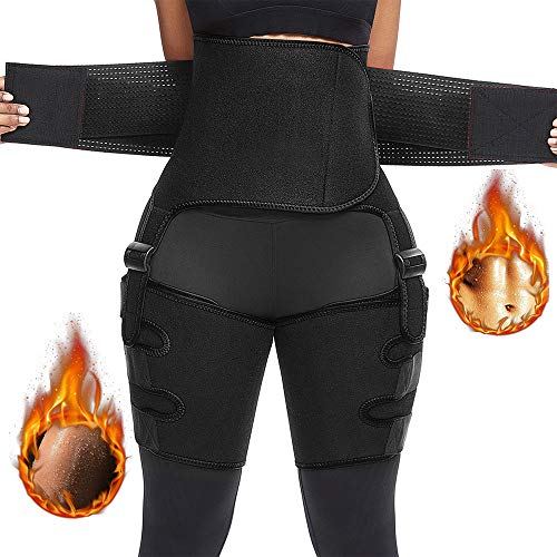 Vanstart 3 in 1 Thigh Trimmer,Waist Trainer, High Waist and Thigh TrimmerWeight Loss Butt Lifter Waist Trainer Shaping Slimming Support,Hips Belt Trimmer Body Shaper for Women (Black, L/XL)