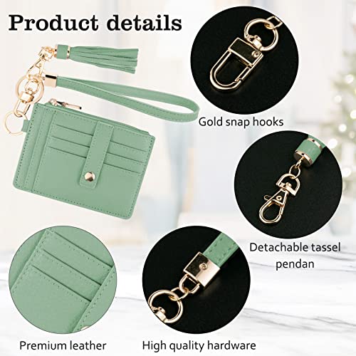Image of KNGITRYI Small Wristlet Wallets for Women RFID Credit Card Holder Wallet Keychain Wristlet Wallet Credit Card Wallets for Women (Green)