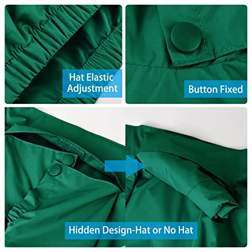 Image of YINGJIELIDE Boys Girls Waterproof Rain Jackets Kids Easy to Fold Windbreaker Lightweight Outdoor Hooded Raincoat