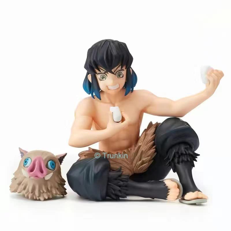 Trunkin Demon Slayer Inosuke Hashibira Perching Sitting Eating Action Figure | Kimetsu No Yaiba Weeb Manga Collectible | Anime Figurine,8 X 3 cm