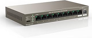 Tenda PoE Switch 10 Port Gigabit Ethernet Unmanaged Network Switch with 8-Port PoE+ (Uplink & SFP-Port, 92W, VLAN, 250m Transmission distance, Plug and Play) (TEG1110PF- 8-102W)