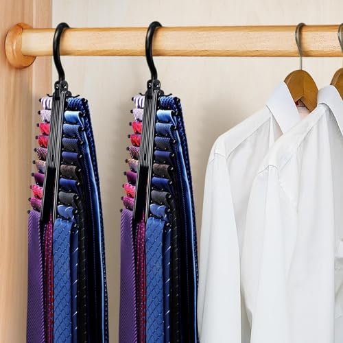 360° Swivel Tie Rack for Men, Non-Slip Tie Holder & Belt Organizer, Space-Saving Closet Tie Hanger, Durable Neck Tie Storage Solution