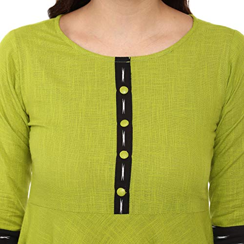 Yash Gallery Women Cotton Slub Printed Anarkali Kurta(Green) - Image 6