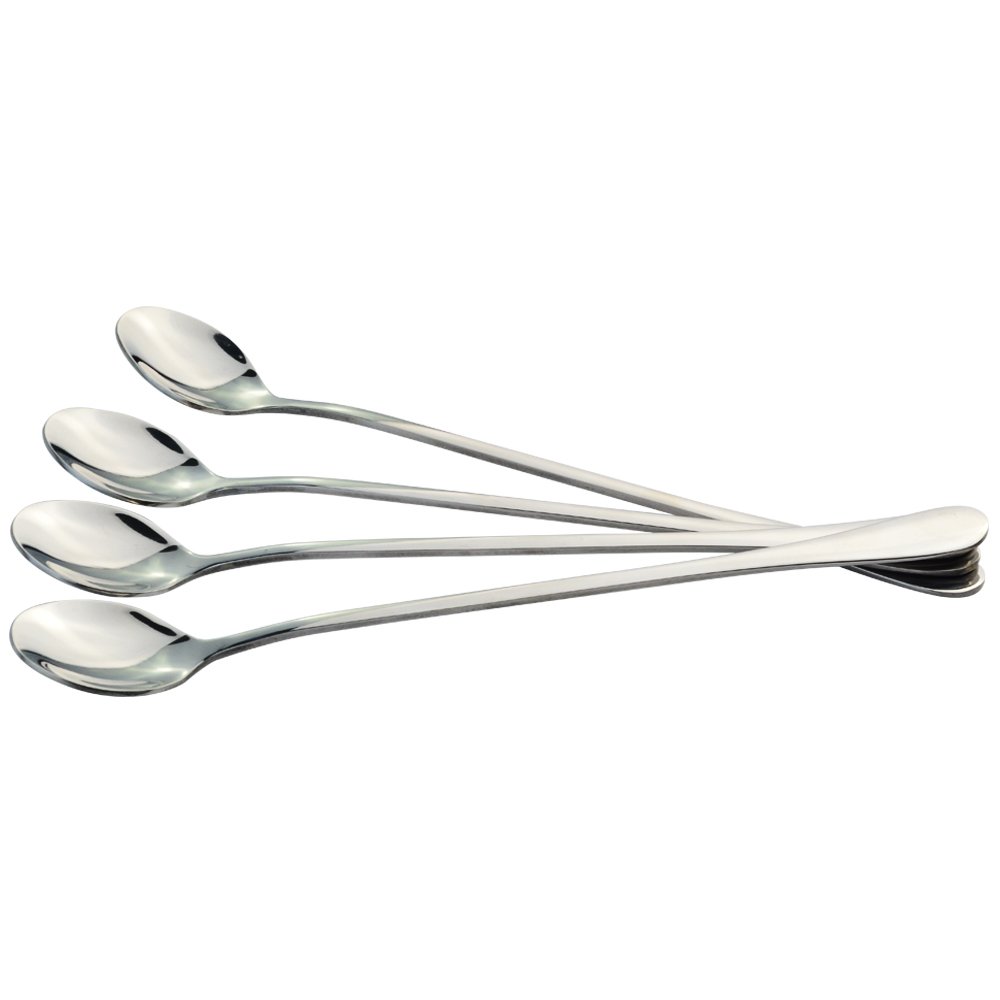 Set di 4 cucchiai lunghi con manici da 17 cm per caffè, tè, frullati, cocktail - Per mescolare gelati e bevande fredde | Leroy Merlin