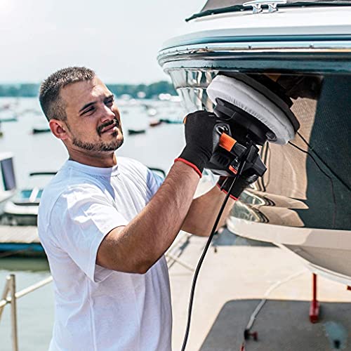 Waxer Polisher 1.1Amp, 10-Inch Dual Action Random Orbital Car Buffer Polisher Waxer, 10Ft Power Cord, Variable Speed, With Polisher Pad Bonnets And Gloves, Ideal For Car Waxing - Tcp01A #TOP4