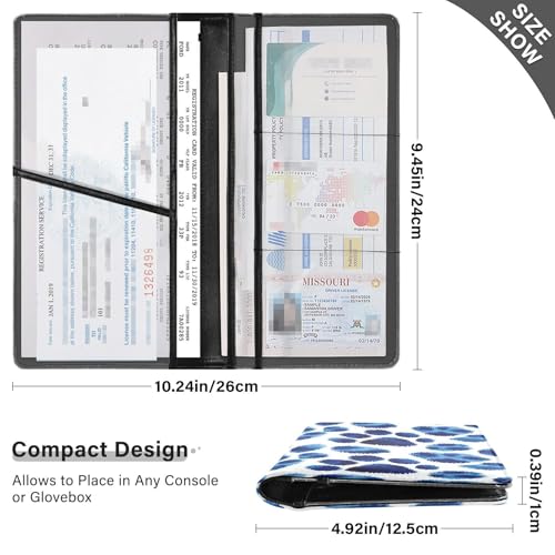 Car Registration and Insurance Holders Leopard Spots Blue Print, PU Leather for License Documents Cards3