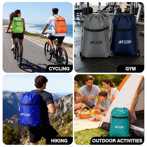 Image of Custom Drawstring Backpacks Bags 100 /200 Pack Personalized Bulk, Customized Draw String Sport Bags with Logo Text, Cinch Tote Backpack for Gym, Sport, Event,Gift, Activity, With Zipper Pocket