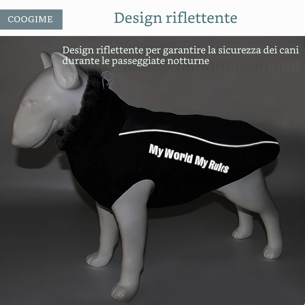 Cappotto per cani per cani di taglia media e grande, cappotto impermeabile per cani, giacca invernale riflettente per cani, abbigliamento per cani per l'inverno (XL-6XL) (nero, 6XL)