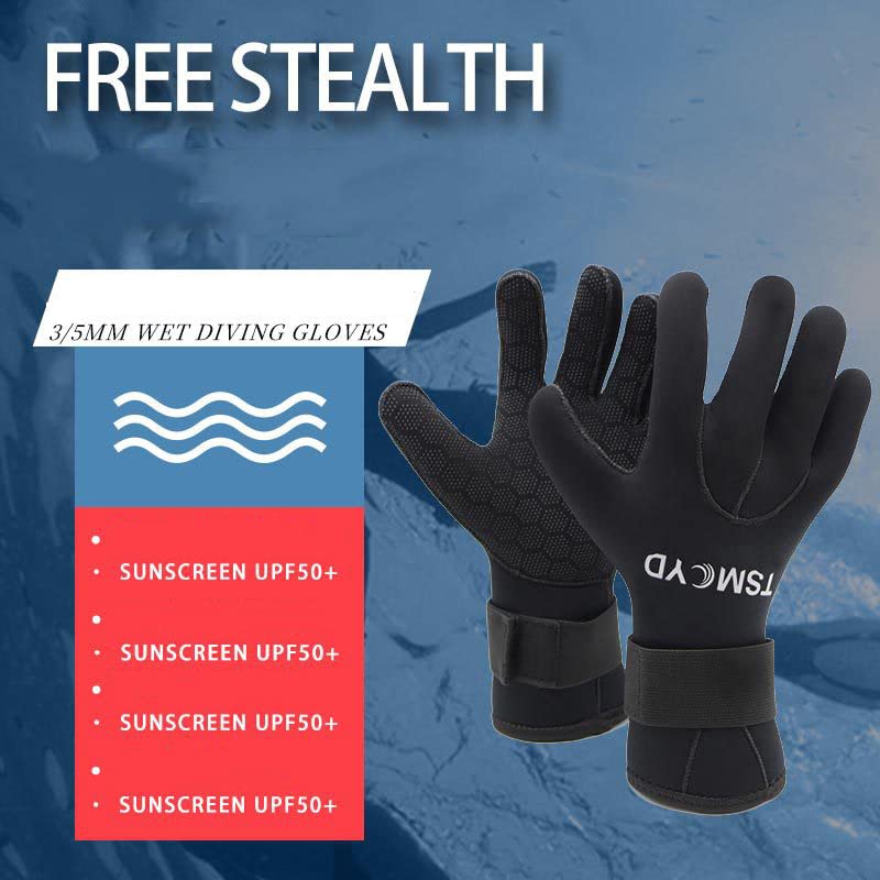 3Mm 5Mm Neoprene Diving Winter Heated Gloves for Men Women Diver Wetsuit Snorkeling Canoeing Spearfish Underwater Hunting Glove,5mm,XL