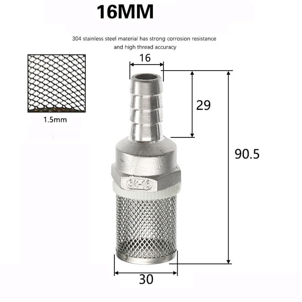 Filtro de Succión de Bomba de Agua, Filtro de Manguera de 15 mm, 16 mm y 20 mm for Manguera de riego de jardín y Bomba de Lavado de Autos.(15mm)