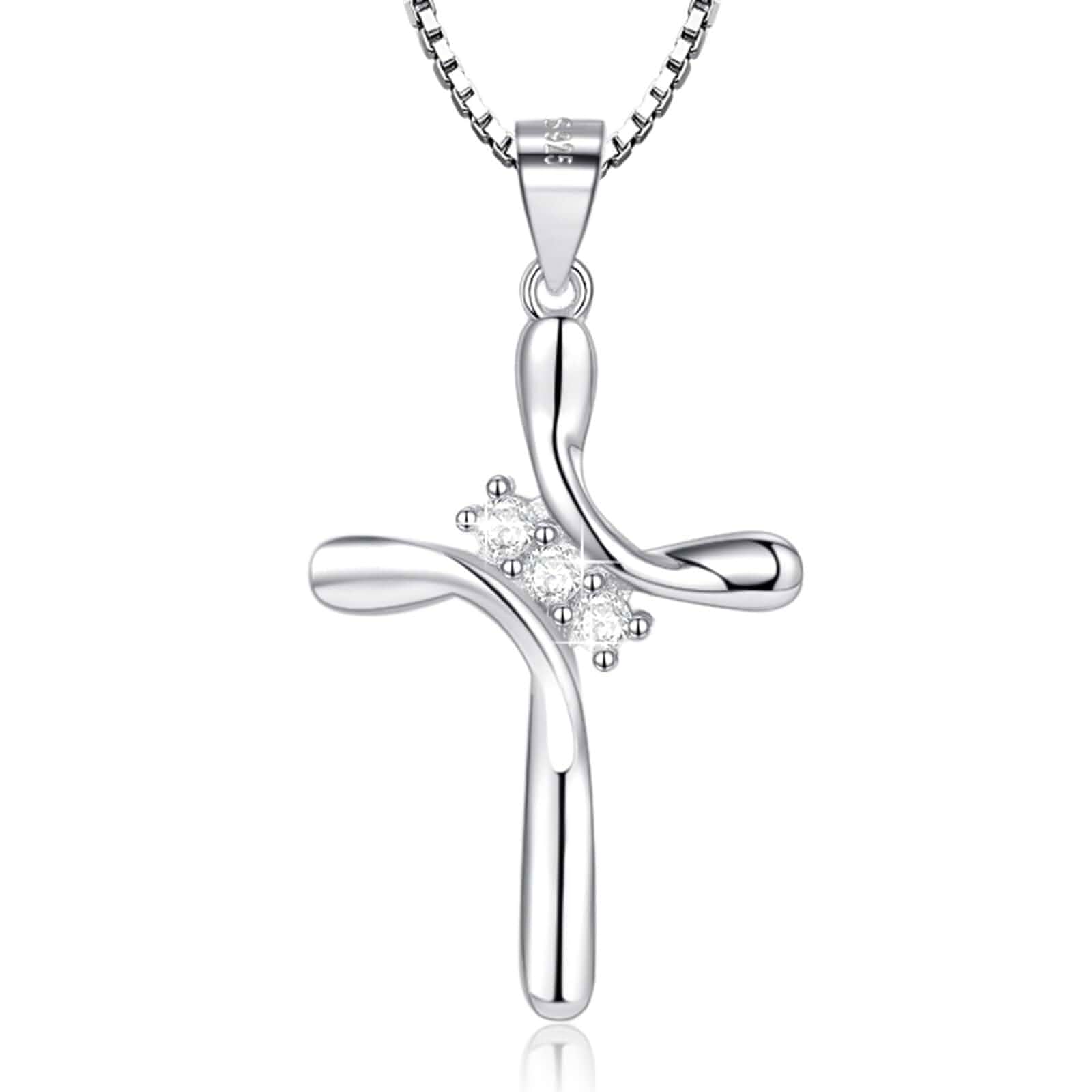 925 Sterling Silver Cross Birthstone Necklaces for Women Hypoallergenic Jewelry Gift, Adjustable Cross Pendant With Cubic Zirconia