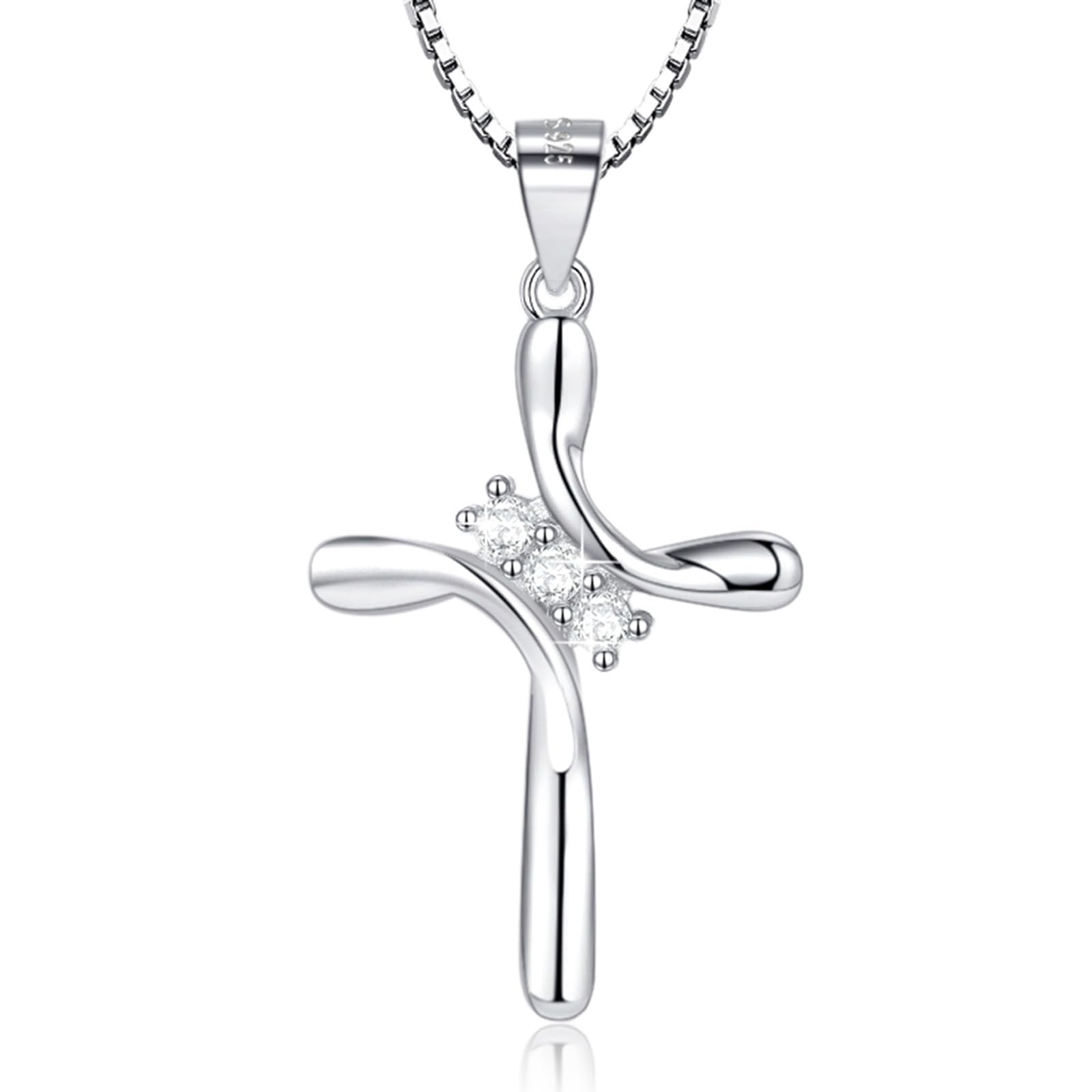 925 Sterling Silver Cross Necklaces for Women 12 Color Birthstone Necklace,Adjustable Cross Pendant With Cubic Zirconia,Ideal Hypoallergenic Jewelry Gift