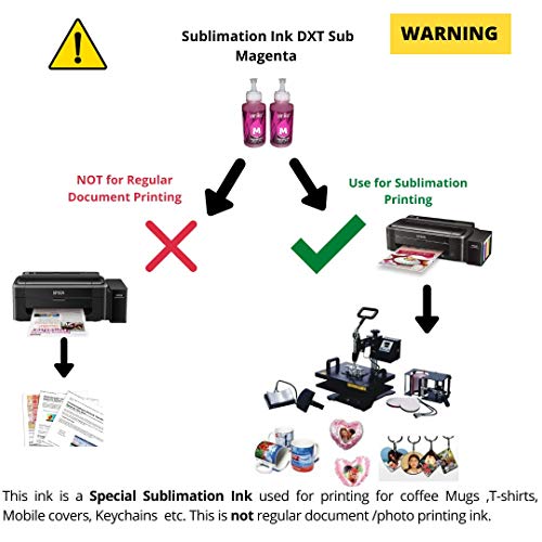 Yorkker® Sublimation Ink DXT SUB for Heat Transfer Printing on Mugs, Mobile Cases, Polyester T-Shirts etc Suitable for Epson Printers L800, L1800,... - Image 4