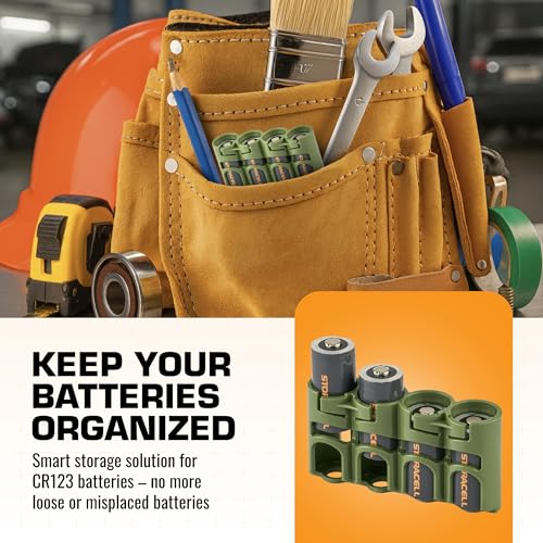 Storacell Slimline CR123 Battery Storage Caddy, Military Green, Holds 4 Batteries (Not Included) - Image 3