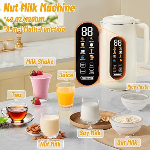 Image of 8-in-1 Nut Milk Maker, 12 Stainless Steel Blades 50oz - No Soak, Self-Clean, Delay Start & Keep Warm, for Almond /Soy /Oat Milk, Smoothies, Shakes - Plant-Based Dairy Free for Family & Party