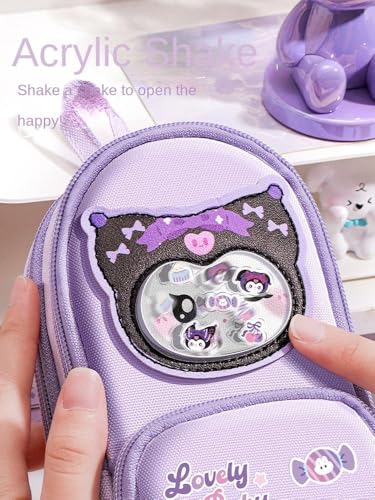 Image of Three Layer School Bag-Shaped Pencil Pouch, Large-Capacity Pencil Pouch with Zipper, Multipurpose Pen & Pencil Case for School Supplies for Boys & Girls (Pack of 1) (Purple)