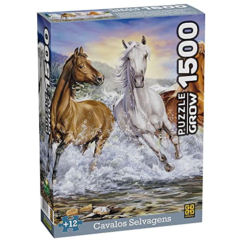Grow - Cavalos Selvagens Quebra-Cabe&ccedil;a 1500 Pe&ccedil;as, 12+ Anos, Multicor, (Grow 03744)