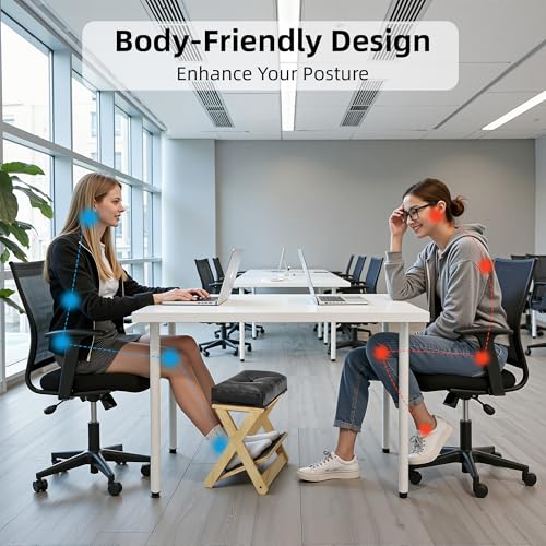 Image of Adjustable Height Foot Rest Under Desk at Work, Double Step Wooden Under Desk Footrest, Non-Slip EVA Surface, Office Foot Stool for Posture Support,Leg Relief, Home Office & Gaming