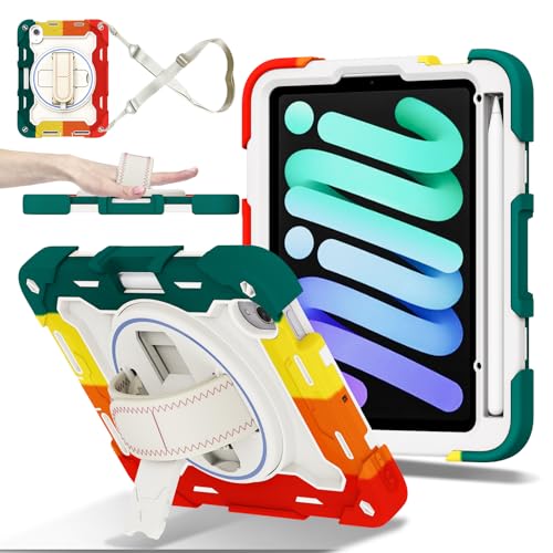Funda para iPad mini 7 de 8.3" antitirones para niños con soporte elástico y correa
