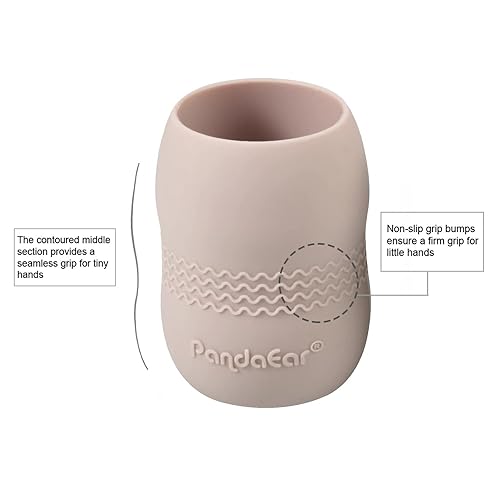 Miniatura 5 de PandaEar Paquete de 2 vasos de entrenamiento de bebida 100% de silicona pequeña para bebés y niños pequeños (rosagris)