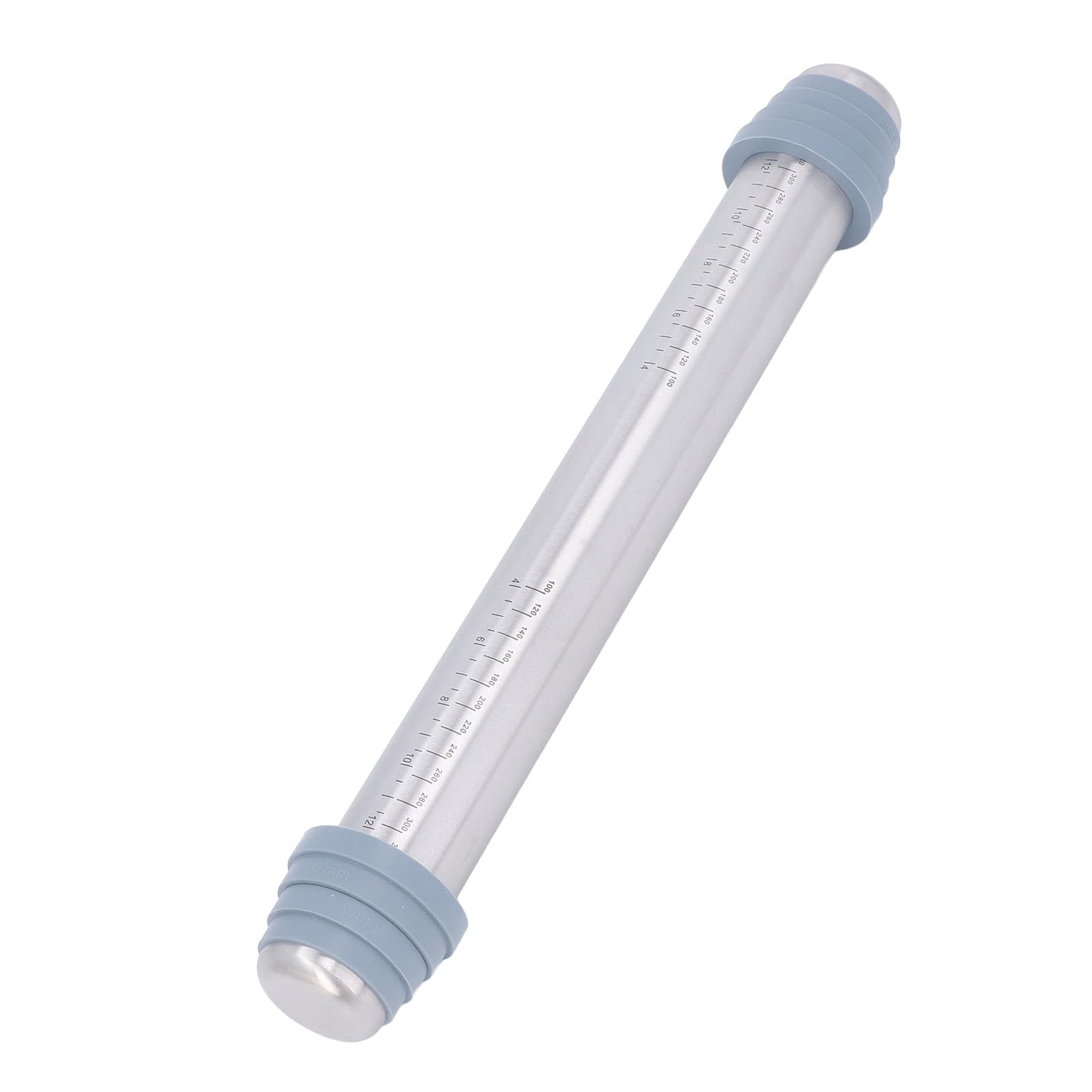 Rodillo de masa de acero inoxidable con 4 anillos guía de silicona, 42 x 5,5 cm, antiadherente, antideslizante, control de grosor uniforme, herramienta esencial para hornear pasteles perfectos