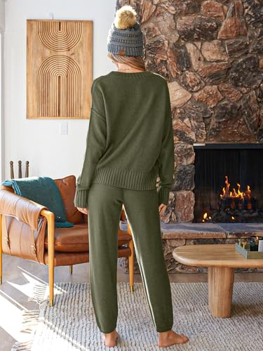 Image of LILLUSORY Womens Cardigan Pants Sets 2 Piece Slouchy Sweater Loungewear
