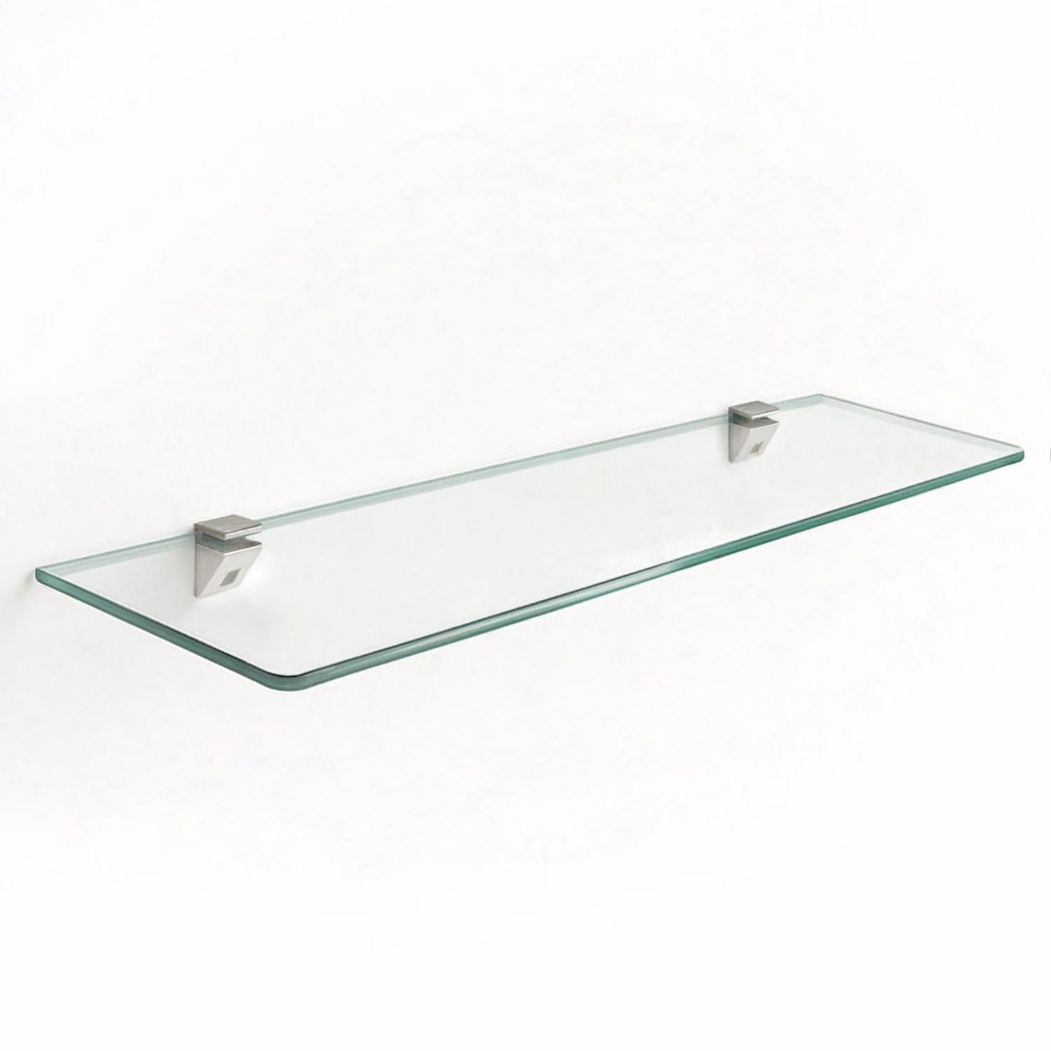 Tulup Étagère en Verre pour Salle de Bain et Cuisine 60x13 cm Style Moderne Épaisseur 6 mm pour Cosmétiques et Ustensiles de Cuisine Durable Transparent Rectangulaire Montage Mural avec Support