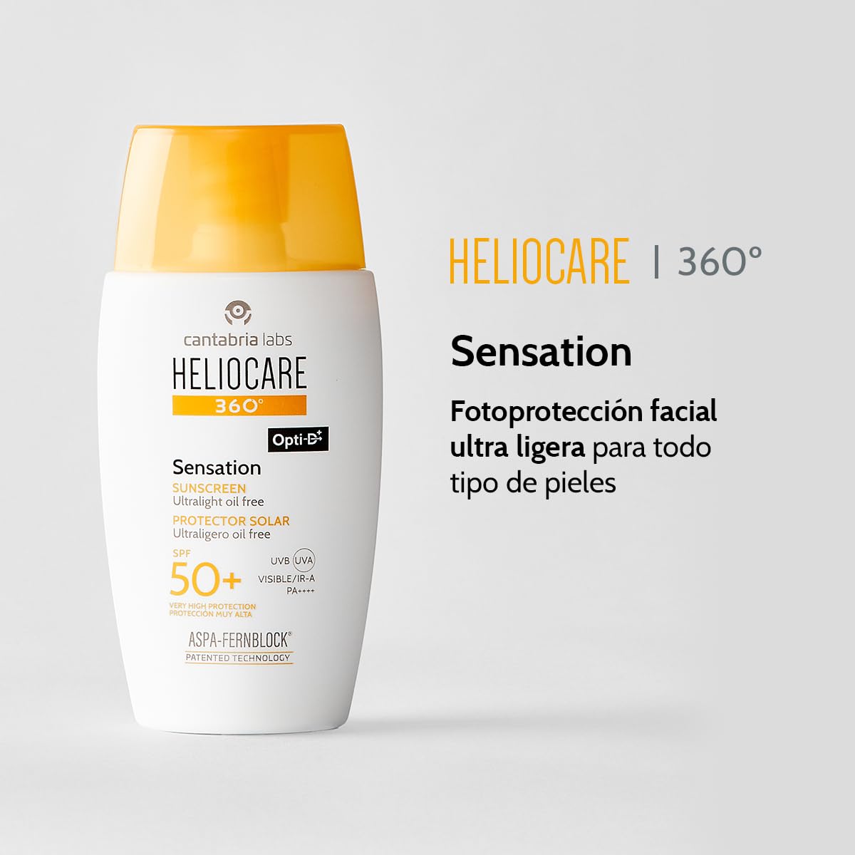 Cantabria Labs - Heliocare 360º Sensation - 50ml - Protección Solar Facial - SPF 50+ - Ultra Ligera y Resistente al Agua