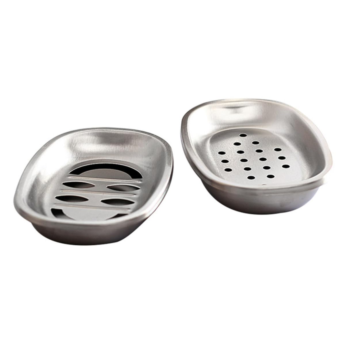 ABOOFAN Jaboneras de Acero Inoxidable 2 Piezas Doble Capa y Drenaje, Caja de Jabón Ovalada para Ducha y Encimera, Soporte Resistente y Removible