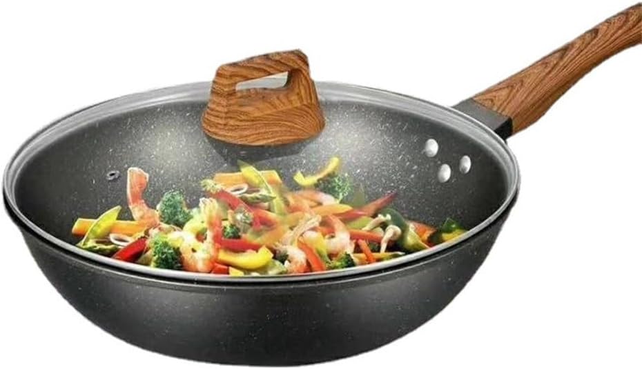 Wheat Stone Non-stick Pan Wok Household Smokeless Gas Cooker Induction Universal