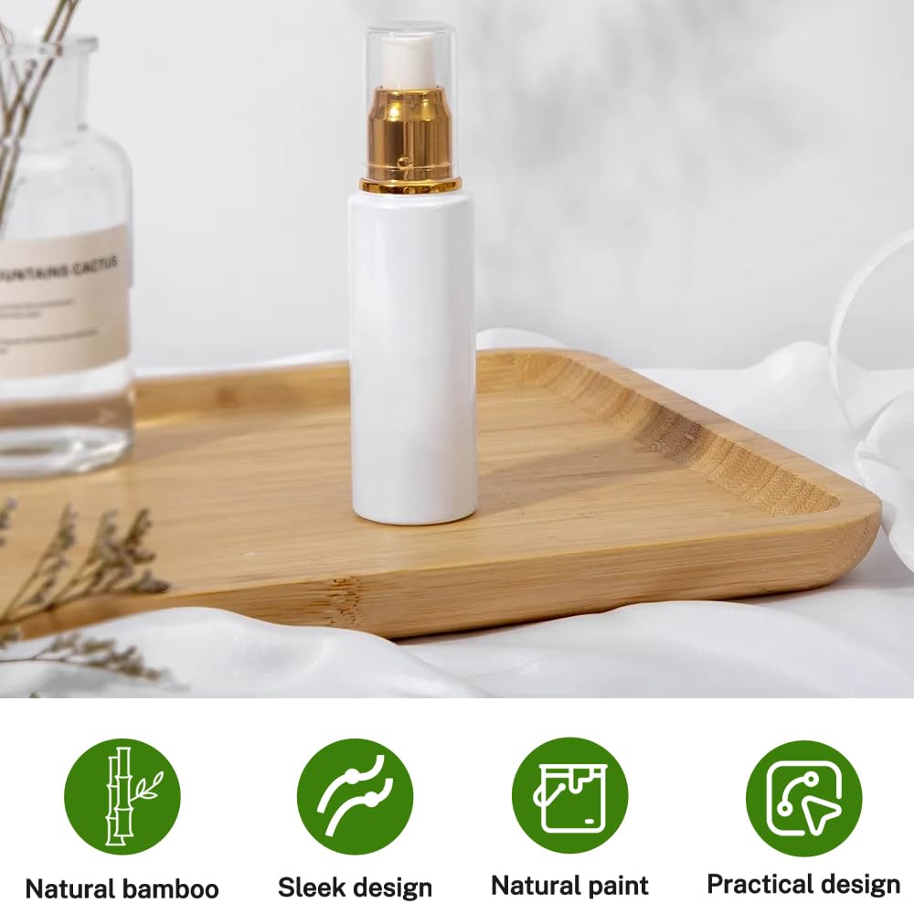 Vassoio In Bambù 30x20 Cm - Portaoggetti Da Bagno Con Adesivi Antiscivolo - Foto 7