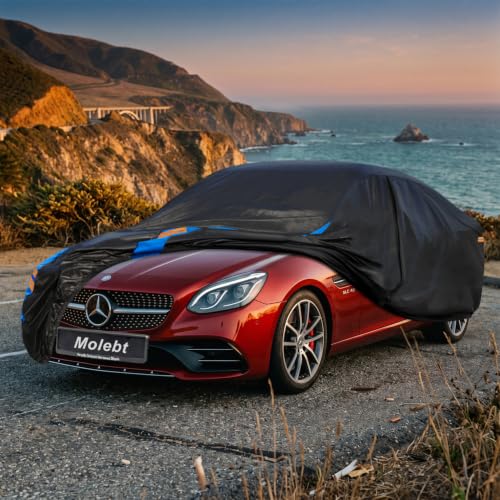 Image of Custom Fit Car Cover for Mercedes Benz SLK SLC Class SLK230 SLK250 SLK280 SLK300 SLK350 SLC300 AMG 43 55, Upgraded Waterproof All Weather Outdoor Auto Cover with Door Zipper & Mirror Pockets