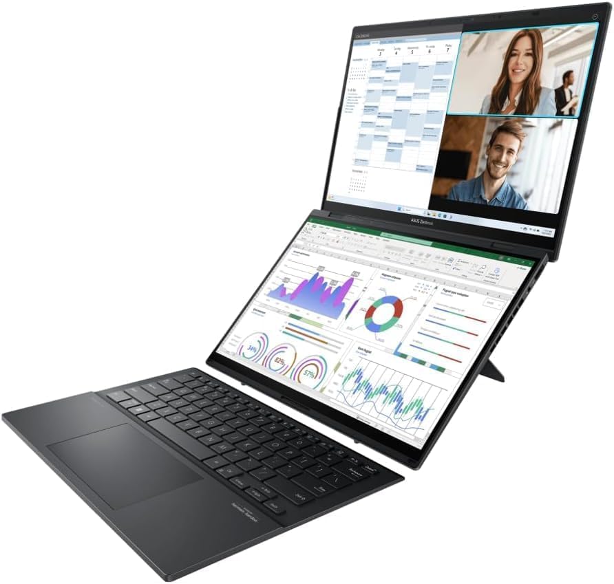Image of ASUS Zenbook Duo AI Powered 2-in-1 Laptop 14.0 inch Touch OLED WUXGA Display | Intel Ultra 9-285H, 32GB LPDDR5X, 2TB PCIe SSD, 2 Thunderbolt 4, Backlit KB, WiFi 7, Win 11 Home, w /DKZ Hub