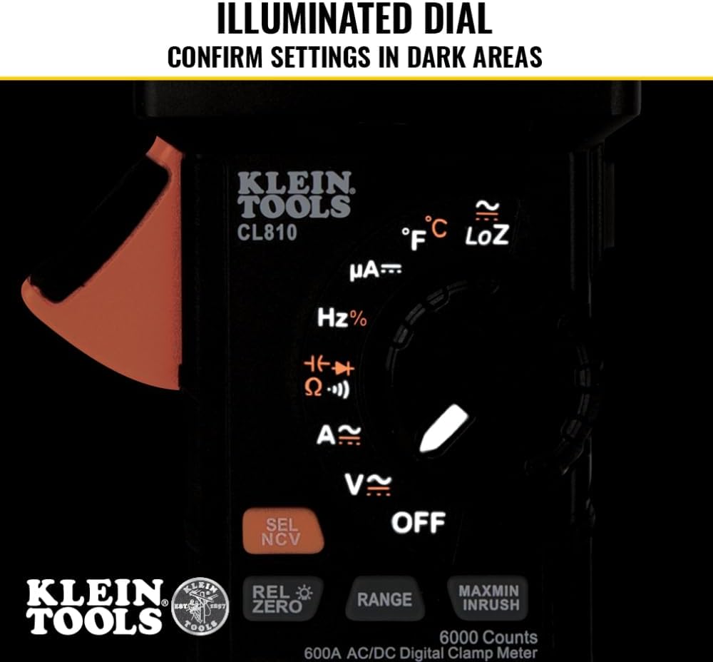 Close-up of Klein Tools CL810 Clamp Meter Dial