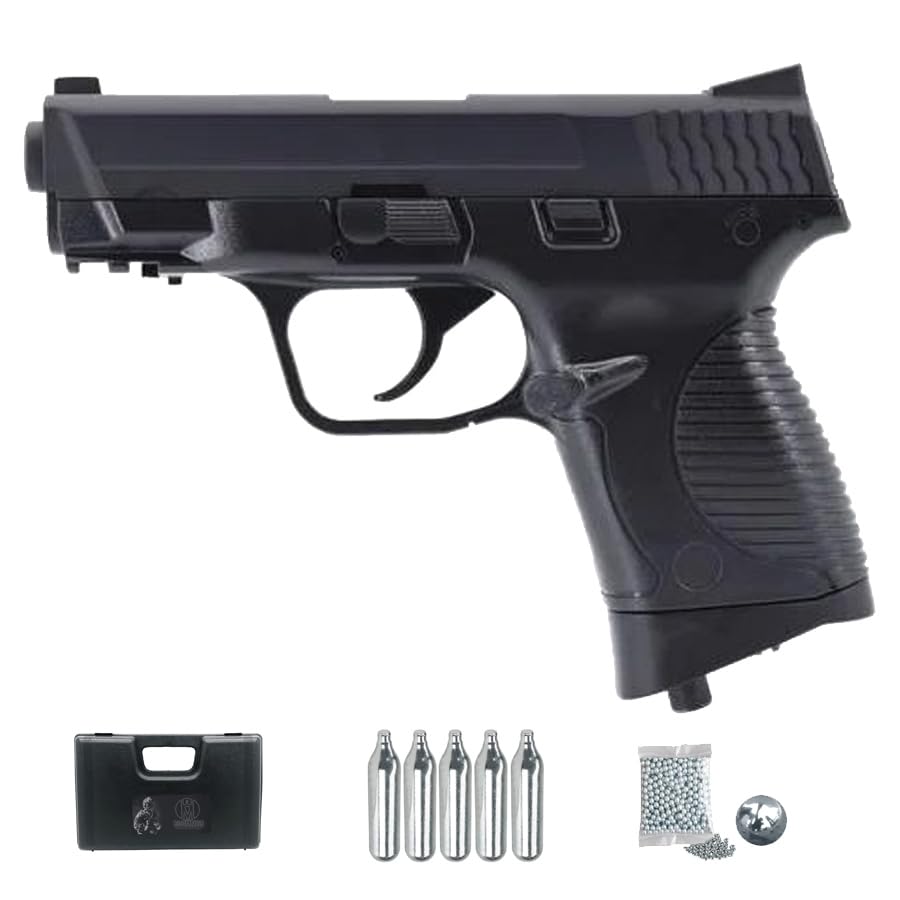 Pistola Hwasan M&P CO2 4,5mm Pack Balines Acero BB's Aire Comprimido