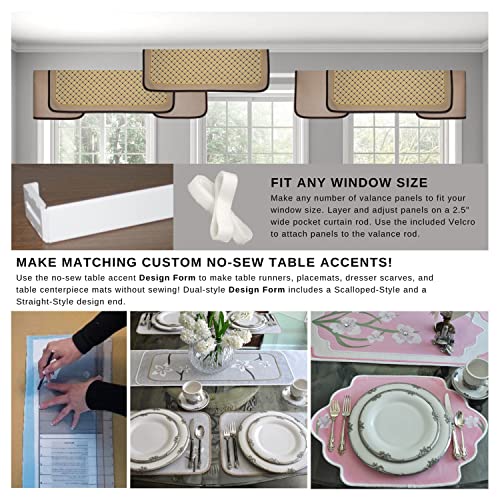 Traceable Designer, Straight Valance, DIY Custom Cornice, Curtain & Table Decorating Kit for No-Sew Home Decor