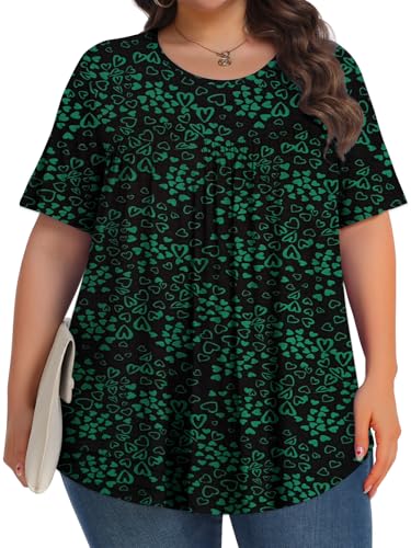 Image of Tencede Womens Plus Size Tops Tunic Short Sleeve Crew Neck Shirts Casual Soft Blouse 1X-5X